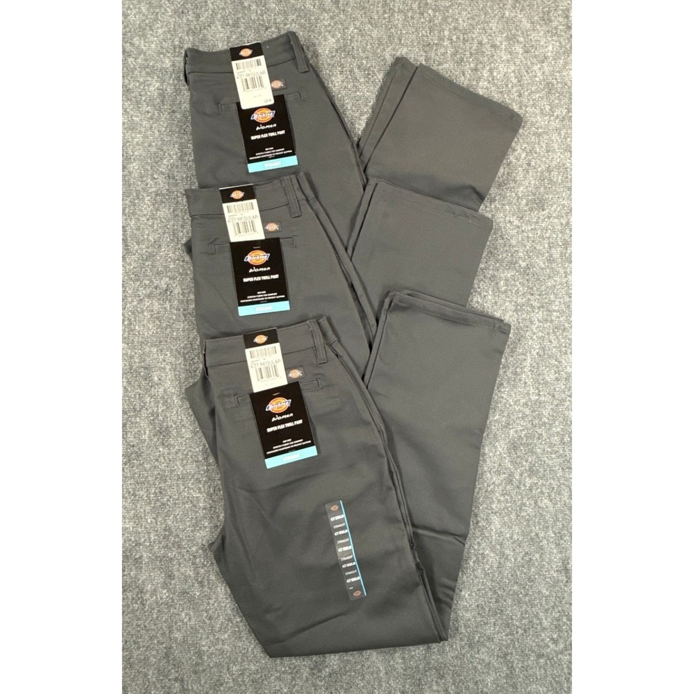 Dickies FLEX Womens Size 4 27R Charcoal Straight Leg Work Pants Lot of 3 NEW